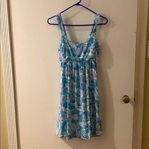 blue and white coverup dress